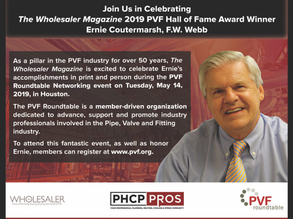 Ernie Coutermarsh, The Wholesaler Magazine 2019 PVF Hall of Fame Award Winner, to be Honored at PVF Roundtable Networking Event 3