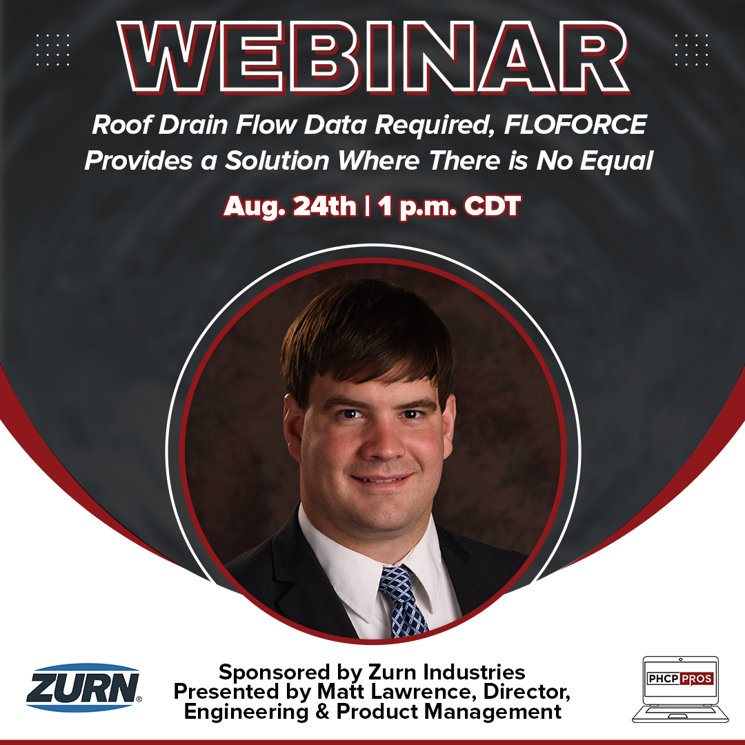 Zurn to Sponsor, Present PHCPPros Webinar