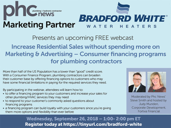 Bradford White, PHC News to Hold Free Webinar on Consumer Finance