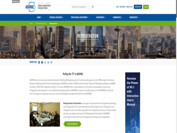 ASHRAE Launches New Refrigeration Webpage